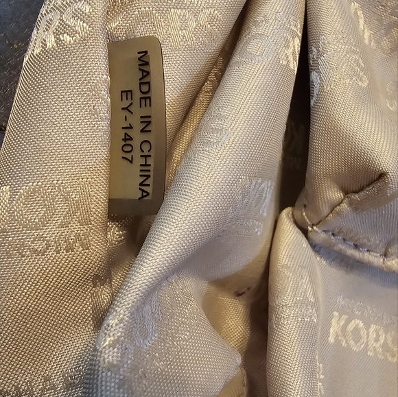 Michael Kors Monogrammed Shoulder Handbag with Red Leather accents EUC - Picture 5 of 16